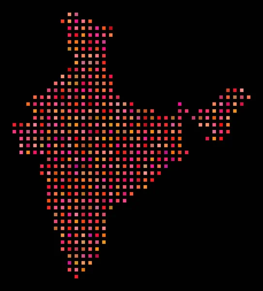 Mappa Pixelated India — Vettoriale Stock