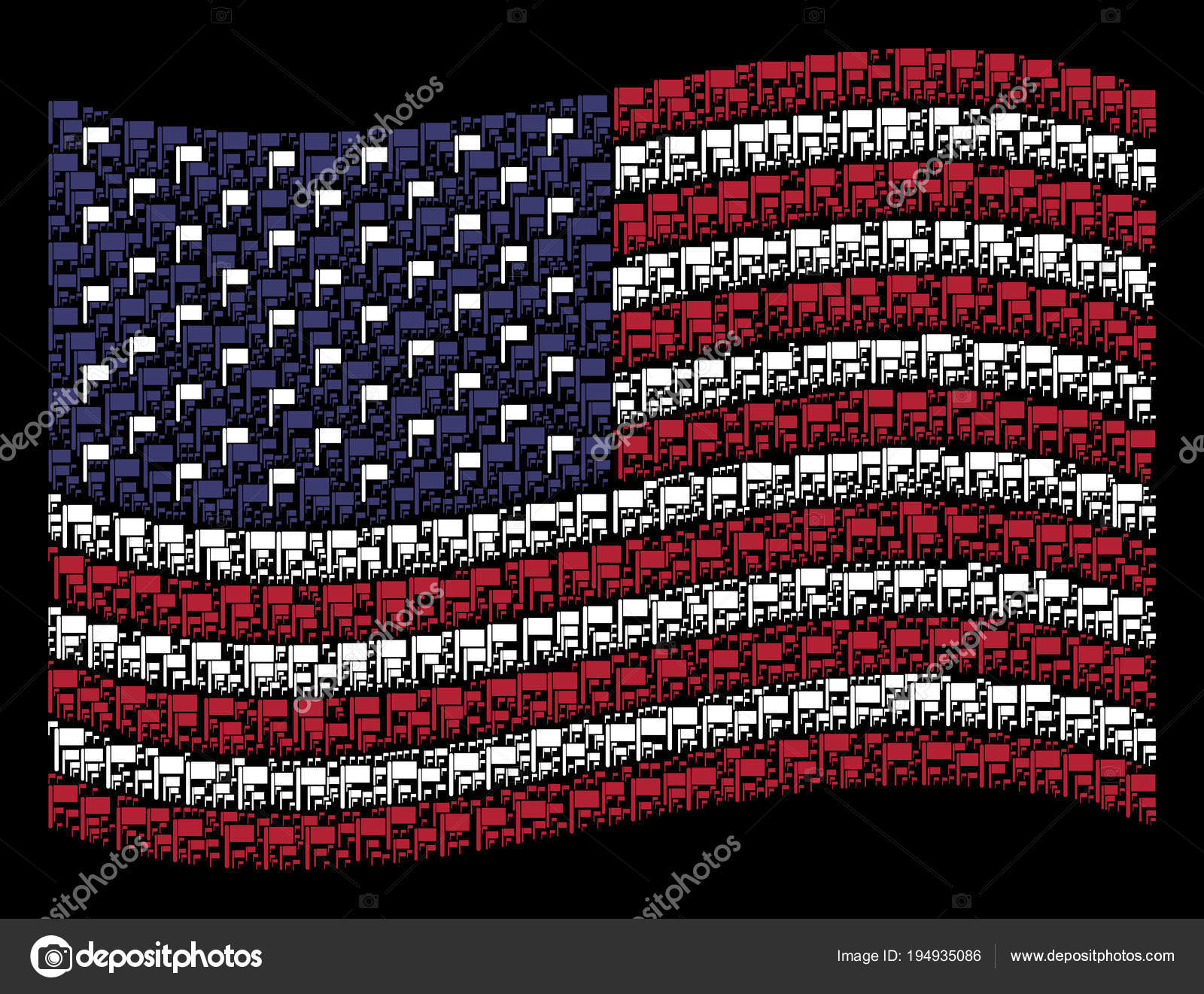 Bandera Estadounidense Elevada Ilustración del Vector - Ilustración de  orgulloso, historieta: 386528090, image size:1600x1321