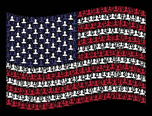 Σχηματοποίηση σημαία κυματίζει Ηνωμένες Πολιτείες πελάτη εικονίδια — Διανυσματικό Αρχείο