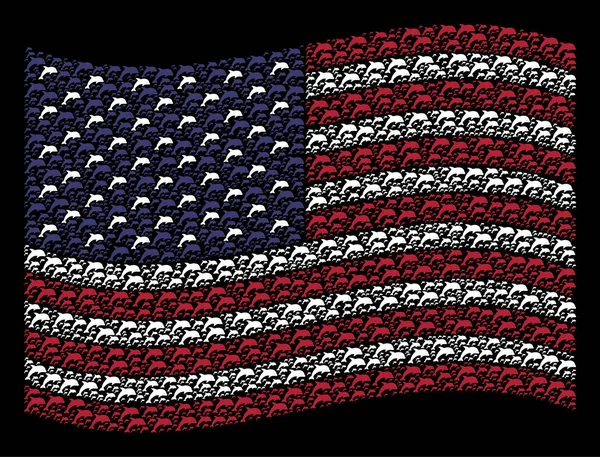 Amerika Birleşik Devletleri bayrağı Stilizasyon yunus simgelerin sallayarak — Stok Vektör