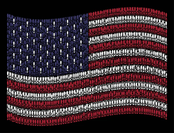 Integetett amerikai zászló Stilizálás felkiáltó jel ikonok — Stock Vector