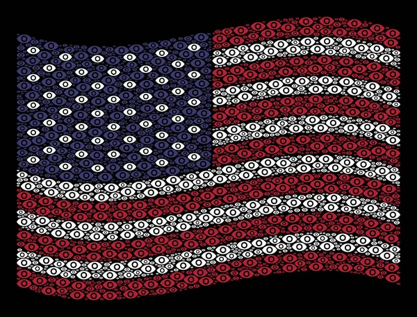 Wuivende Amerikaanse vlag stilering van oogpictogrammen — Stockvector