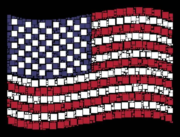 Размахивание американским флагом Стилизация заполненных квадратных икон — стоковый вектор