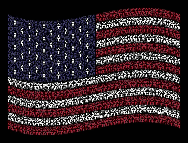 물결치는 미국 깃발 양식에 일치 시키는 불 토치 아이콘의 — 스톡 벡터