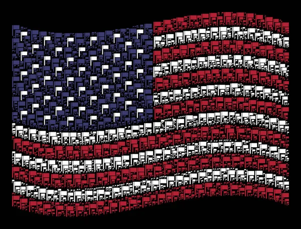 Wuivende Amerikaanse vlag stilering van de vlag pictogrammen — Stockvector