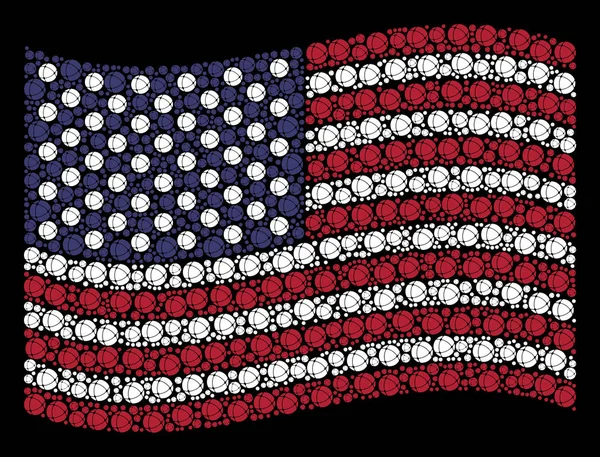 Σχηματοποίηση σημαία κυματίζει ΗΠΑ Internet εικονίδια — Διανυσματικό Αρχείο
