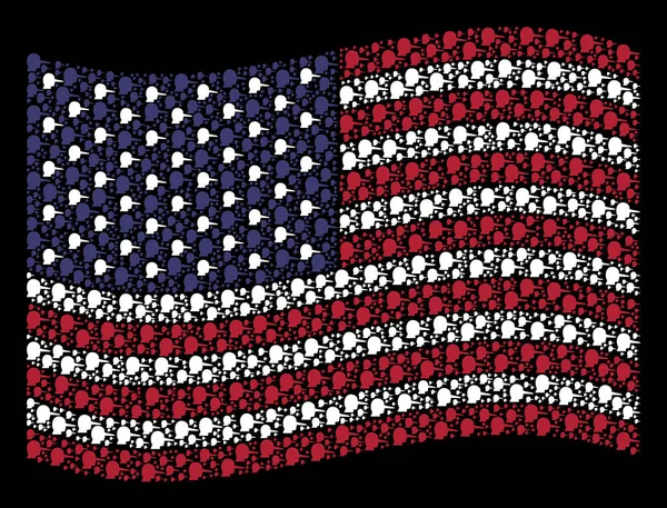 リール アイコンの米国旗の様式を振る — ストックベクタ