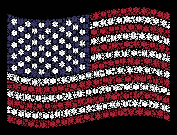 Waving American Flag Stylization of Life Star ไอคอน — ภาพเวกเตอร์สต็อก