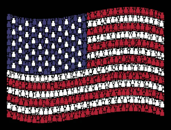 Agitant le drapeau des États-Unis Stylisation des icônes de bouteille liquide — Image vectorielle