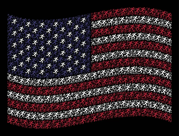 Vereinigte Staaten schwenken Flagge Stilisierung von Running Man Ikonen — Stockvektor