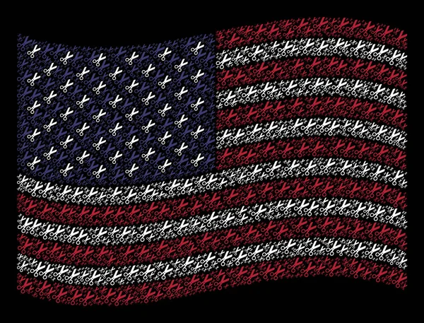 Amerikanische Flagge schwenkend Stilisierung von Scherensymbolen — Stockvektor