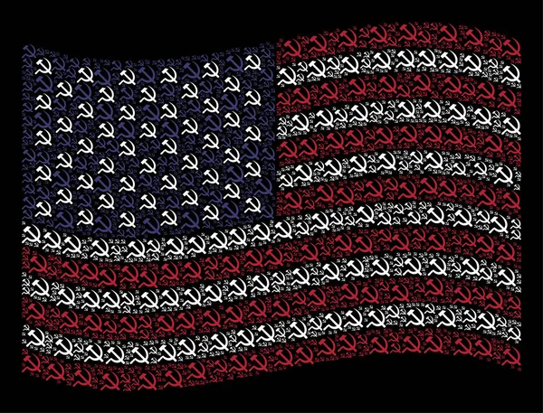 Размахивание американским флагом Стилизация серпа и молота — стоковый вектор