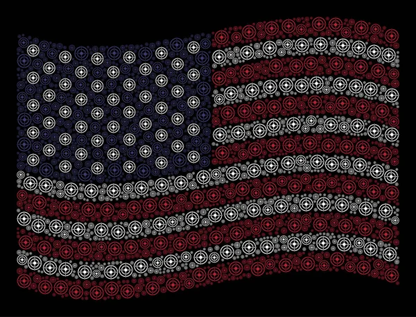 Κουνώντας την αμερικανική σημαία σχηματοποίηση στόχος Bullseye εικονιδίων — Διανυσματικό Αρχείο