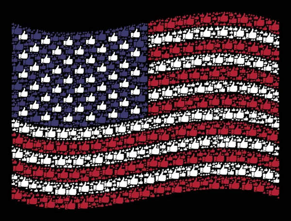 Размахивание флагом США Стилизация икон на пальцах — стоковый вектор