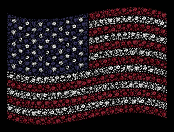 Usa vlag stilering van Ladybird Bug pictogrammen zwaaien — Stockvector