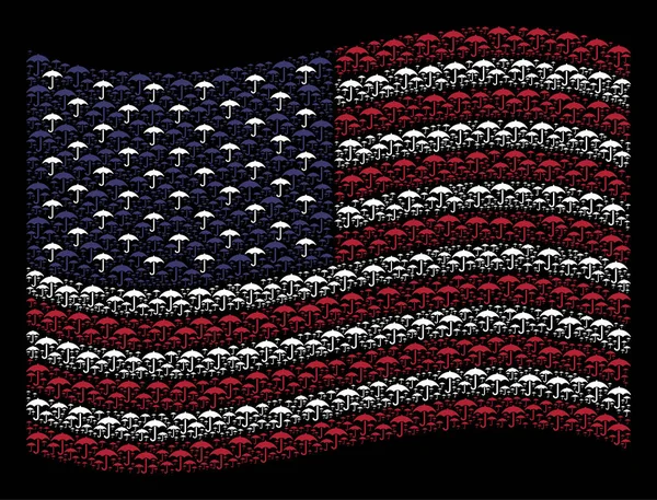 Macha amerykańską flagę stylizacja parasol ikony — Wektor stockowy