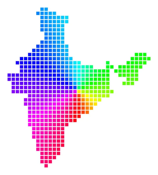 Gekleurde Pixel India kaart — Stockvector