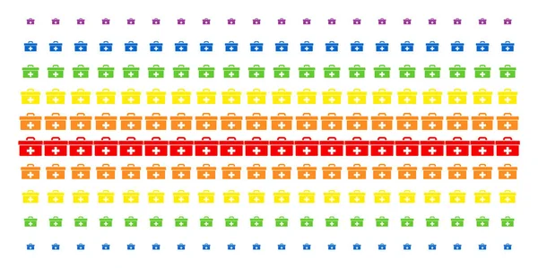 Boîte à outils de premiers soins Forme demi-teinte Grille spectrale — Image vectorielle