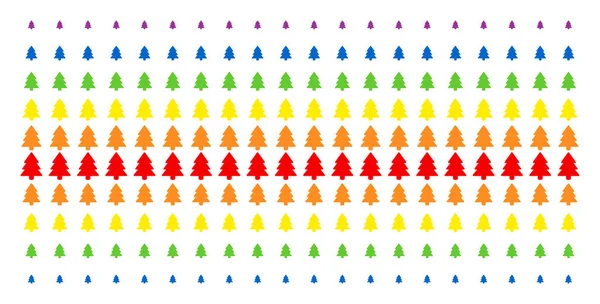 Fir-Tree Shape Halftone Spectrum Pattern — Stock Vector