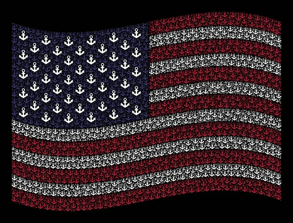 Macha stylizacja flaga Stanów Zjednoczonych kotwicy ikony — Wektor stockowy