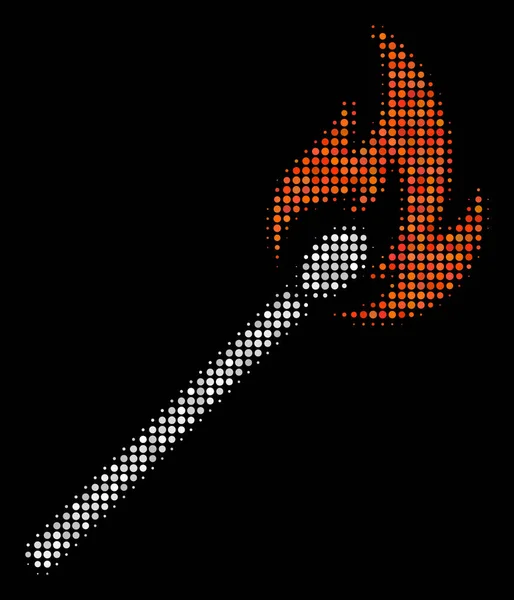 Match Fire Halftone Icône — Image vectorielle