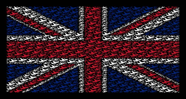 Storbritannia Flaggmosaikk av Aiplane-elementer – stockvektor