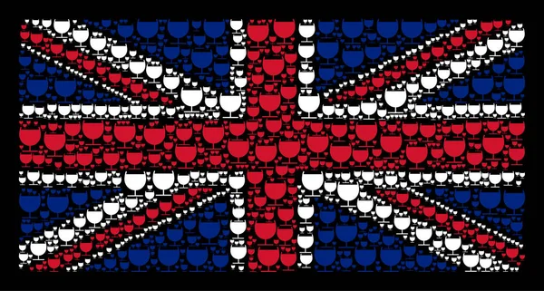 英国国旗图案的酒精玻璃项目 — 图库矢量图片