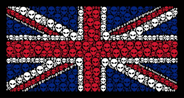 Grande-Bretagne Drapeau Mosaïque d'icônes visage étranger — Image vectorielle