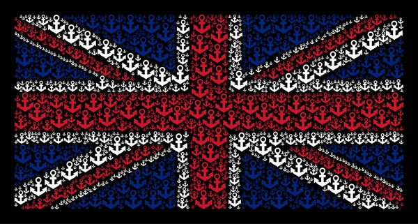 Colagem Bandeira Britânica de Ícones Âncora — Vetor de Stock