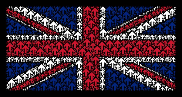 矢印方向アイコンのイギリス国旗のコラージュ — ストックベクタ