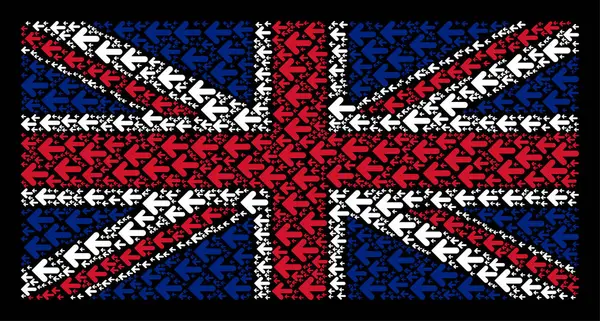 화살표 왼쪽된 항목의 영국 국기 콜라주 — 스톡 벡터