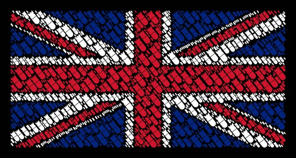 Bandera del Reino Unido Mosaico de la bomba de aviación Artículos — Vector de stock