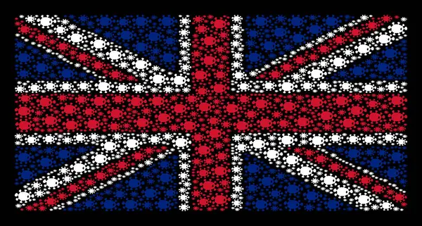 Flagi brytyjskiej kolaż bakterie elementów — Wektor stockowy