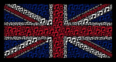 Öğeleri Büyük Britanya bayrağı desen müzik notlar