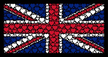 İngiliz bayrağı kolaj Sevgililer kalp öğeleri