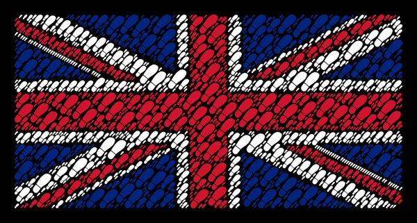 Reino Unido Bandeira Mosaic of Boot Pegada Ícones —  Vetores de Stock