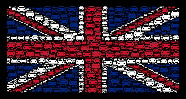 Modello di bandiera britannica di icone di auto — Vettoriale Stock
