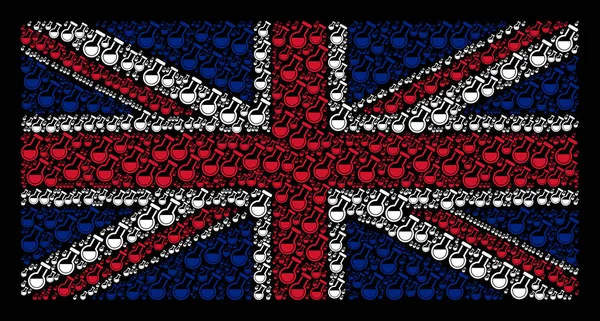 Gran Bretagna Bandiera Pattern of Chemistry Tube Icons — Vettoriale Stock