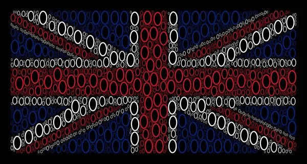 Colagem de itens de elipse de contorno da bandeira britânica —  Vetores de Stock