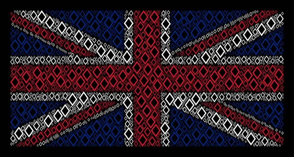 Коллаж контурного ромба с флагом Великобритании — стоковый вектор