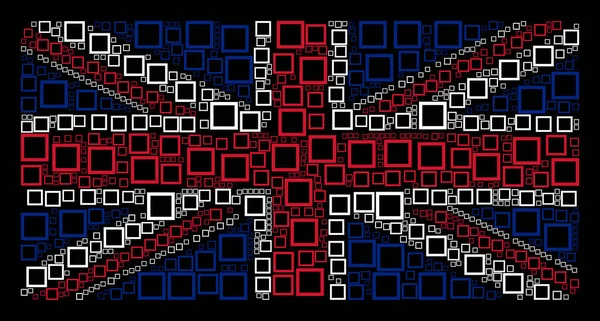Brit zászló minta cikkek kontúr tér — Stock Vector