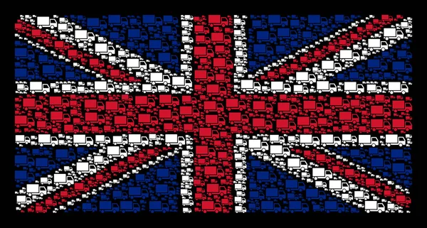 Bandeira britânica Mosaic of Delivery Camião Ícones — Vetor de Stock