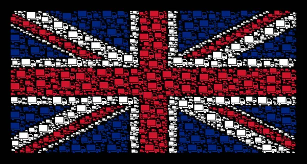 Mosaïque drapeau britannique des icônes camion de livraison — Image vectorielle