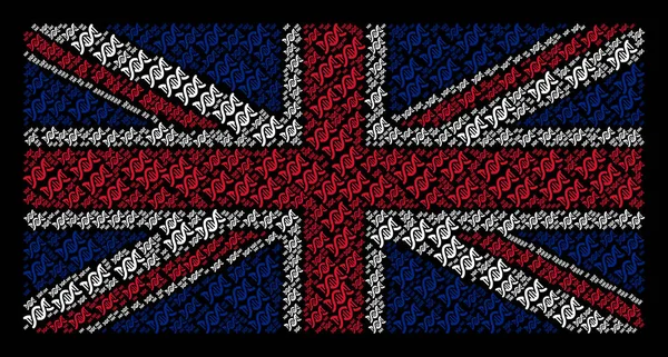 UK σημαία μοτίβο των στοιχείων σπειροειδής Dna — Διανυσματικό Αρχείο
