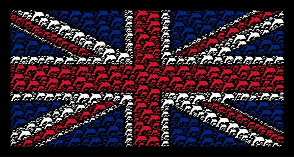 Ηνωμένο Βασίλειο σημαία μωσαϊκό δελφινιών εικονίδια — Διανυσματικό Αρχείο