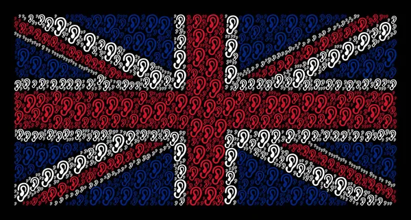 Reino Unido patrón de la bandera de los iconos de la oreja — Archivo Imágenes Vectoriales