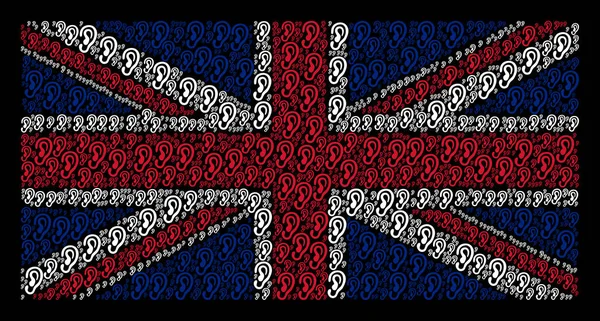 Uk flaggenmuster von ohrensymbolen — Stockvektor