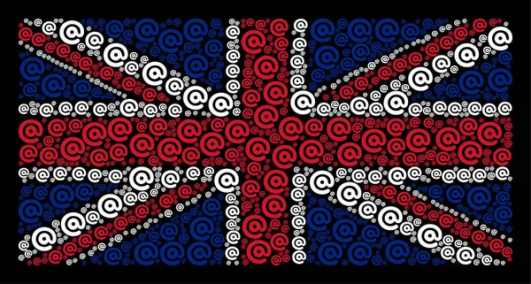 Kolaż flaga UK ikony Symbol E-mail — Wektor stockowy