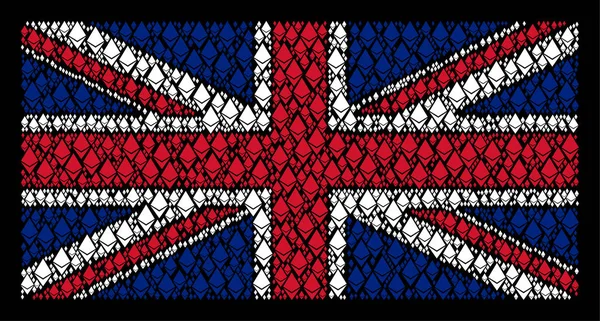 Uk flaggenmuster von symbolen aus äthereumkristall — Stockvektor