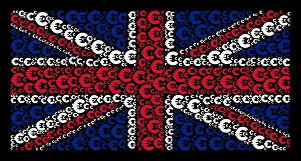 UK σημαία μωσαϊκό των στοιχείων ευρώ — Διανυσματικό Αρχείο